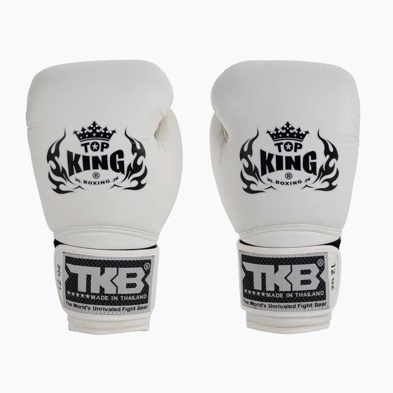 Top King Muay Thai Muay Thai Super Alb Mănuși de box alb TKBGSV-WH