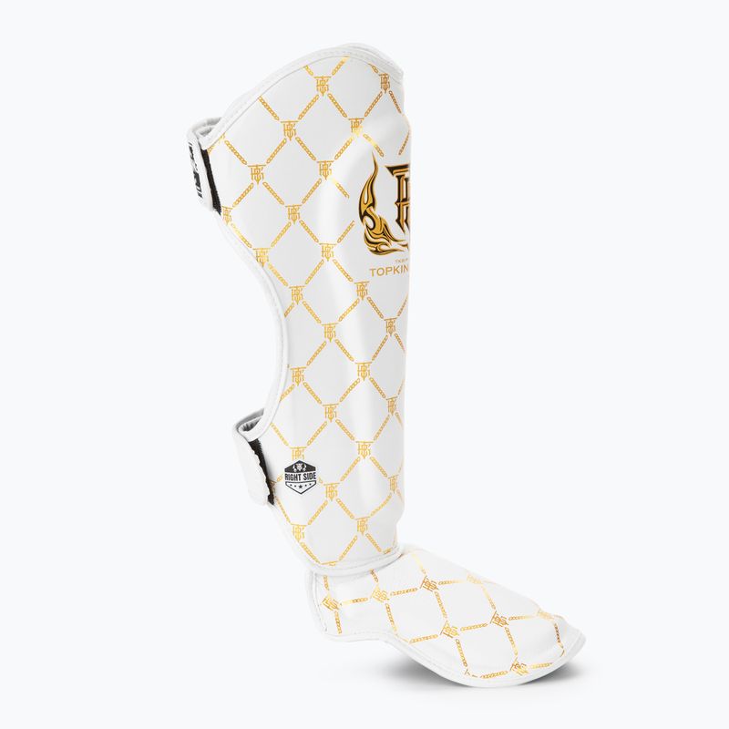 Apărători de tibie Top King Chain Semi Leather white/gold 2