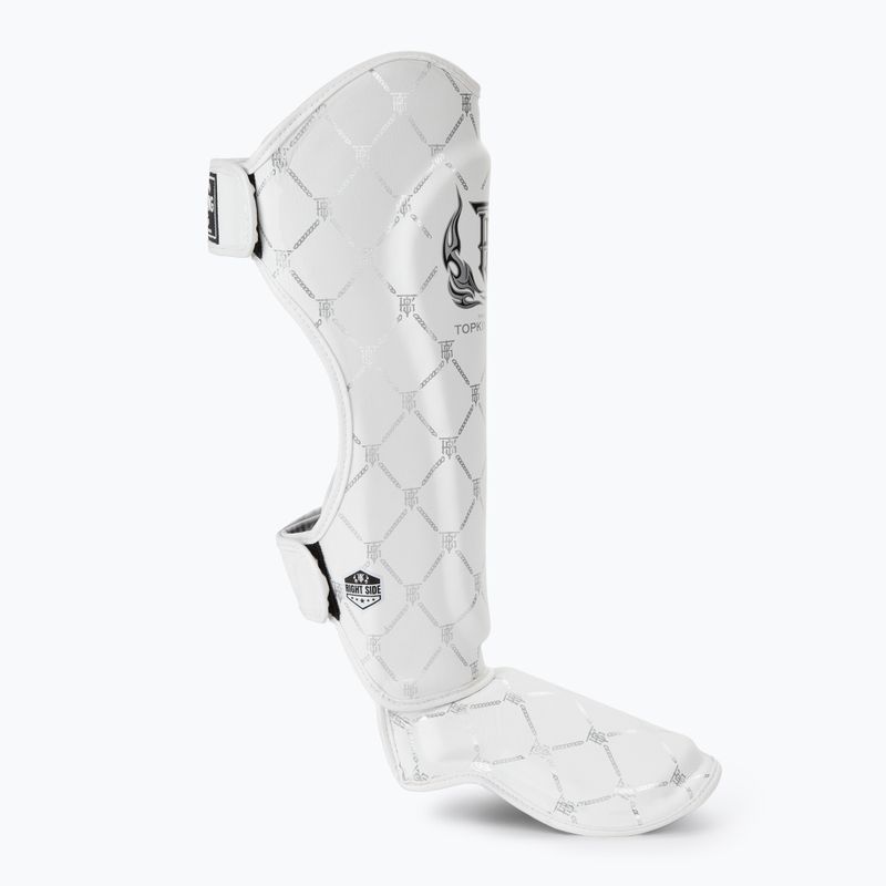 Apărători de tibie Top King Chain Semi Leather white/silver 2