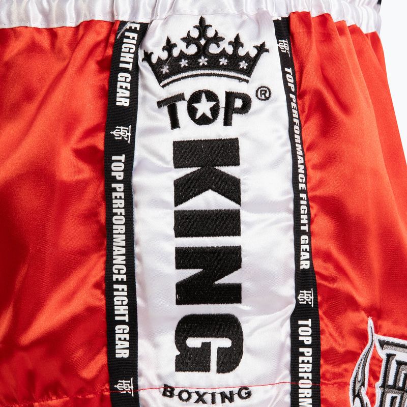 Pantaloni scurți de antrenament Top King Thai Boxing red/white 4