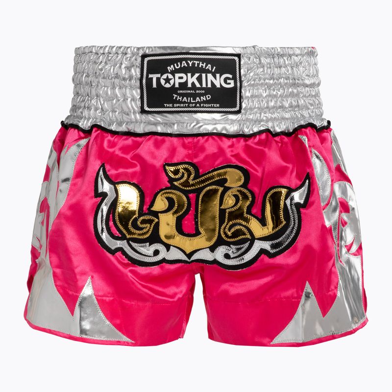 Pantaloni scurți de antrenament Top King Thai Boxing pink/white