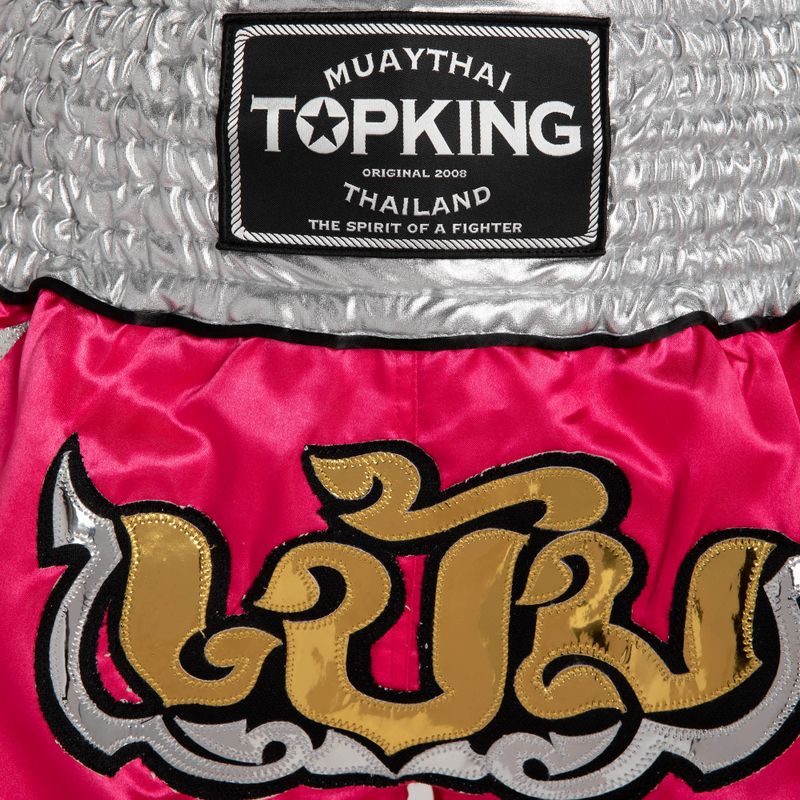 Pantaloni scurți de antrenament Top King Thai Boxing pink/white 3