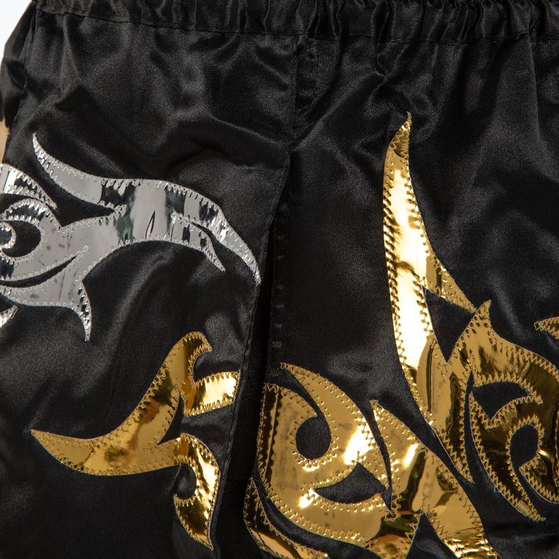 Pantaloni scurți de antrenament Top King Thai Boxing black/white/gold 4