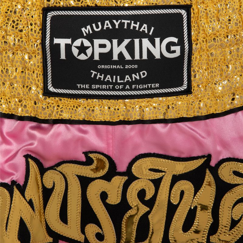 Pantaloni scurți de antrenament Top King Thai Boxing pink/gold 4