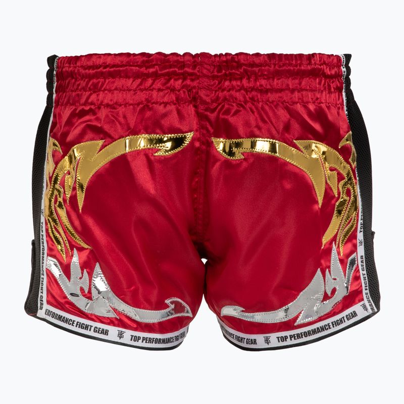 Pantaloni scurți de antrenament Top King Retro Muaythai maroon/gold 2