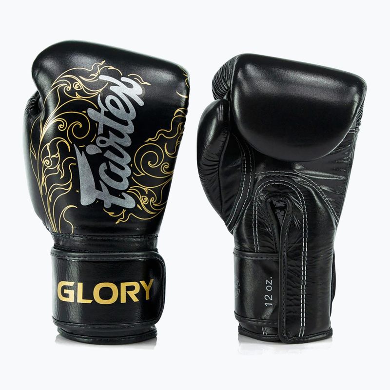 Mănuși de box Fairtex Glory Kickboxing Competition Training Boxing black/gold
