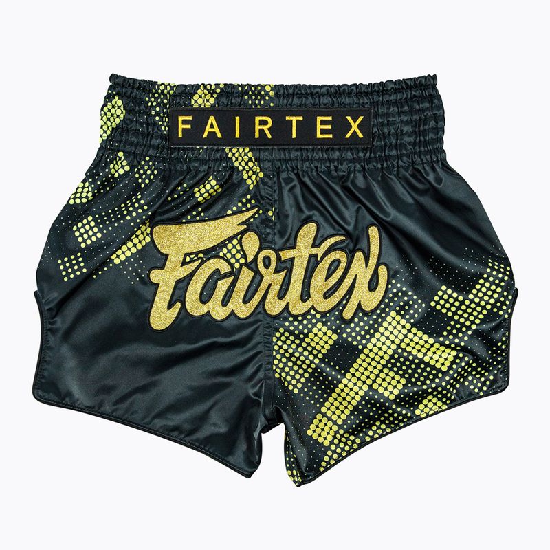 Pantaloni scurți de antrenament Fairtex Muay Thai S1931 Heart of Gold black/gold