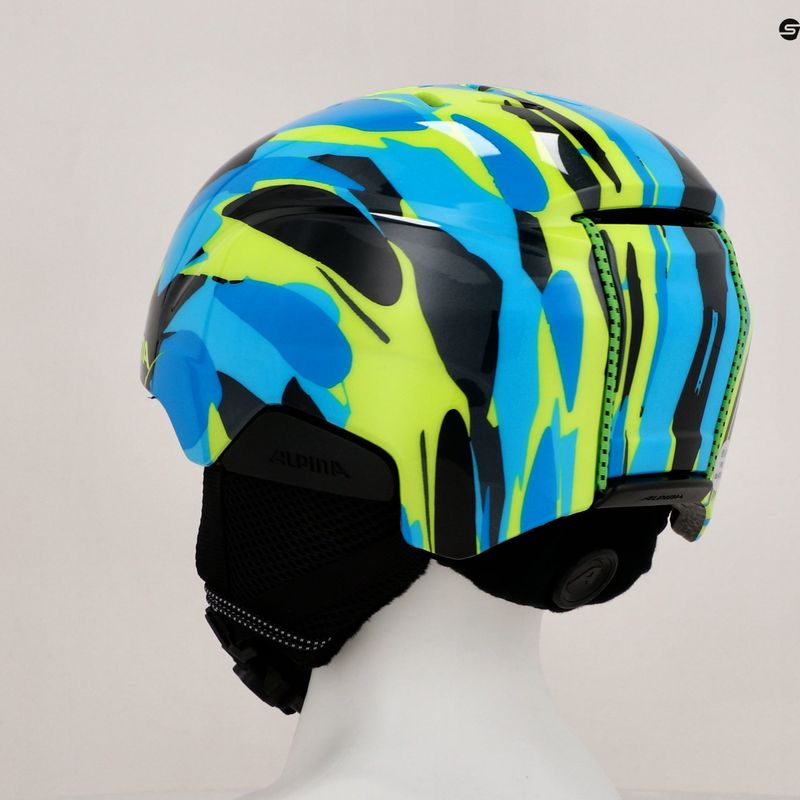 Cască de schi pentru copii Alpina Pizi albastru neon/verde lucios 12