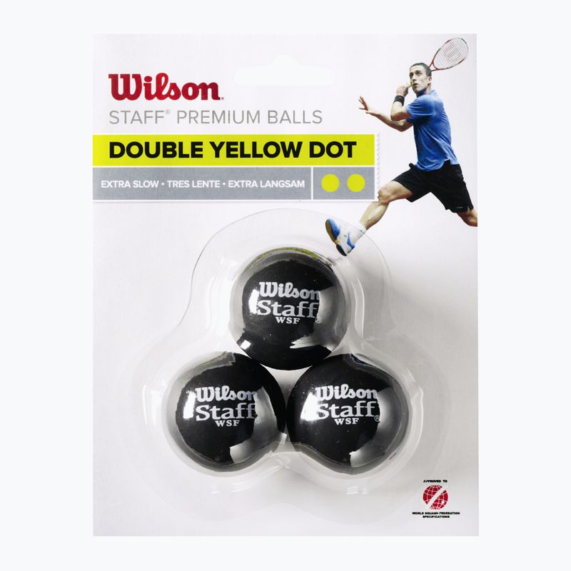 Minge de squash Wilson Staff Ball Double Yellow Dot 3 buc. black 2