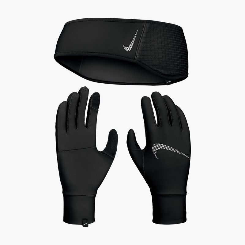 Set pentru femei bentiță + mănuși Nike Essential Running black/black/silver 9