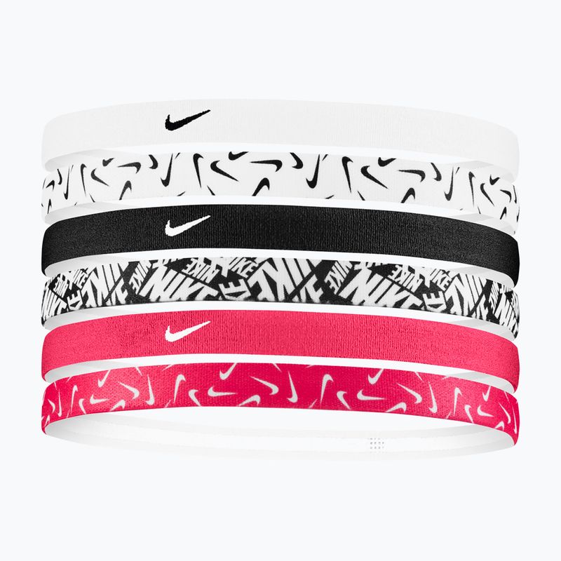 Bentiță Nike Headbands Printed 6 buc. white/aster pink/black