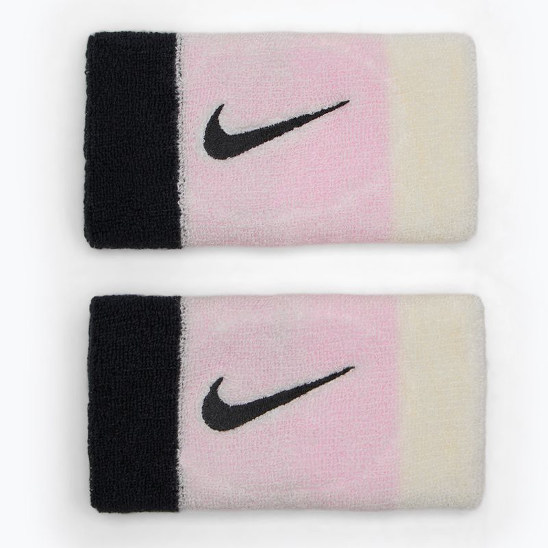 Manșetă pentru încheietură Nike Swoosh Doublewide Wristbands 2 szt. pink foam/coconut milk/black