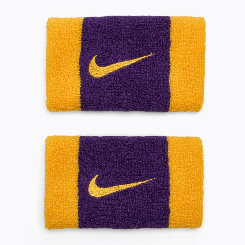 Manșetă pentru încheietură Nike Swoosh Doublewide Wristbands 2 szt. university gold/court purple/university gold
