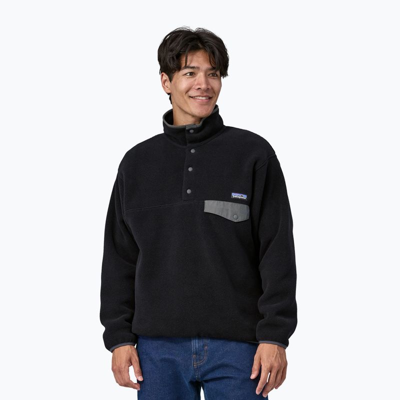 Patagonia bărbați fleece Sweatshirt bărbați Synch Snap-T P / O negru w / forjă gri