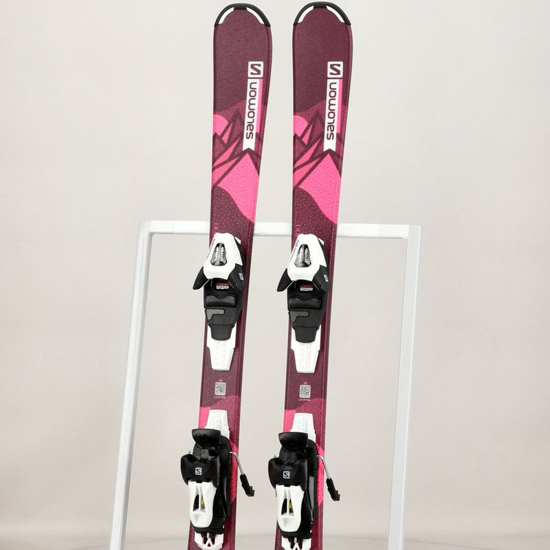 Schiuri de coborâre pentru copii Salomon Lux Jr S + C5 bordeau/pink 12
