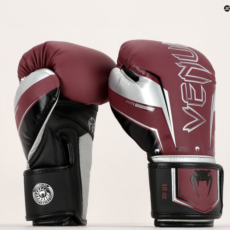 Mănuși de box Venum Elite Evo burgundy/silver 6