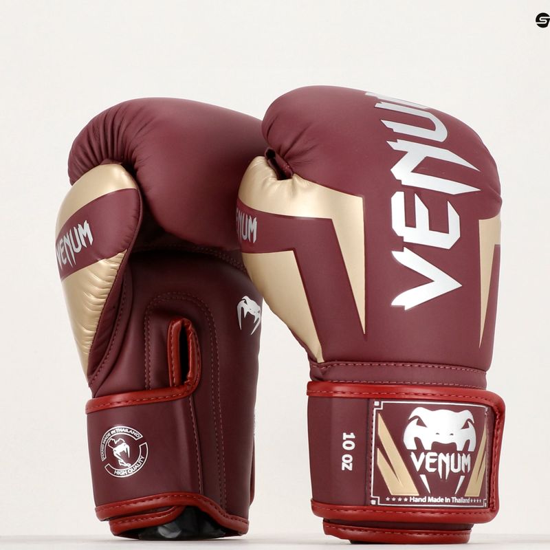 Mănuși de box Venum Elite burgundy/gold 6