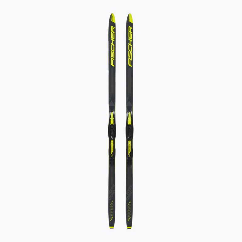 Fischer Sprint Crown + Tour Step-In schiuri de fond pentru copii negru și galben NP63019V