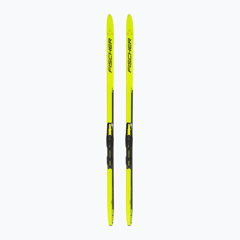 Schiuri de fond pentru copii Fischer Sprint Crown + Tour Step-In Jr yellow/black