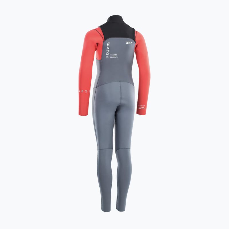 Costum de surfing pentru copii ION Capture 4/3 Front Zip Jr steel blue/red 2