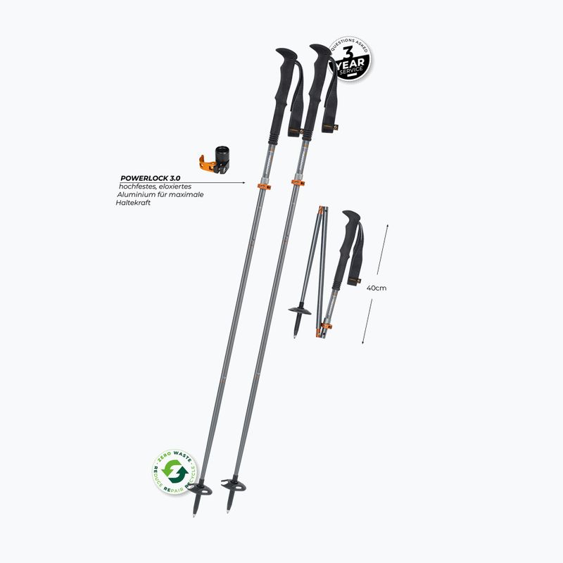 Bețe de trekking Komperdell FX Lite Ti Vario silver/orange 2