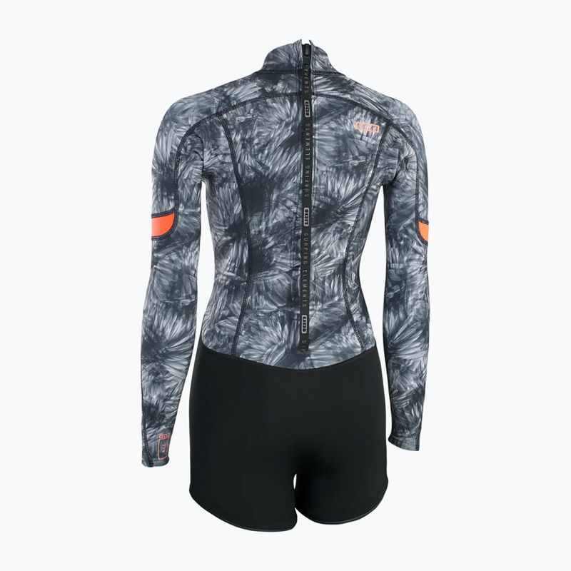 Costum de înot pentru femei ION Amaze Shorty 2.0 Back Zip black flowers 2
