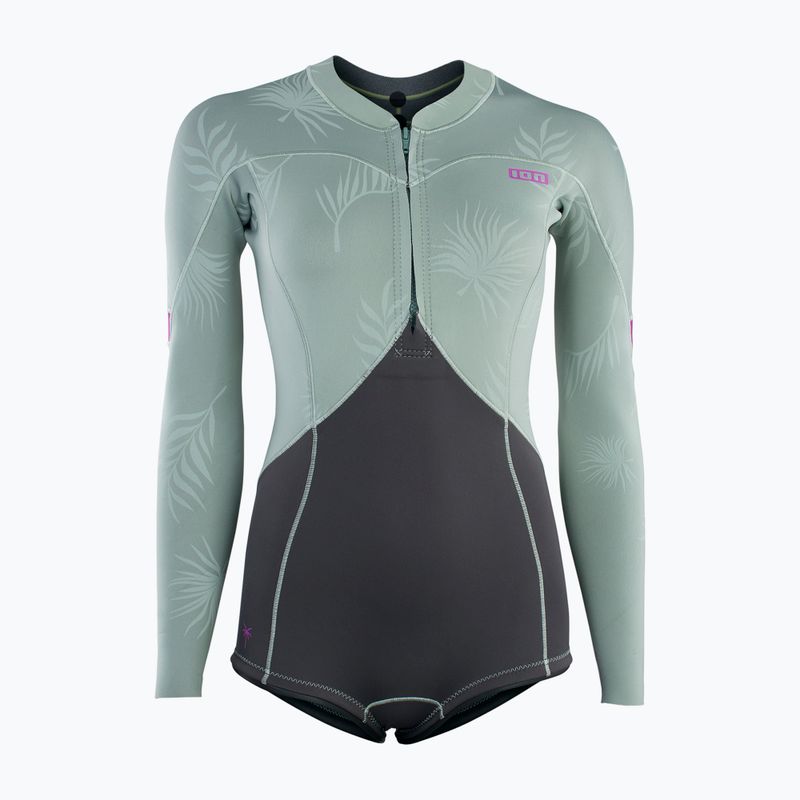Costum de înot pentru femei ION Amaze Hot Shorty 1.5 Front Zip light olive
