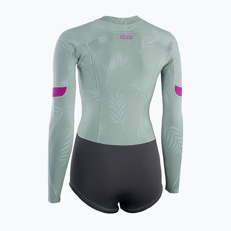 Costum de înot pentru femei ION Amaze Hot Shorty 1.5 Front Zip light olive 3