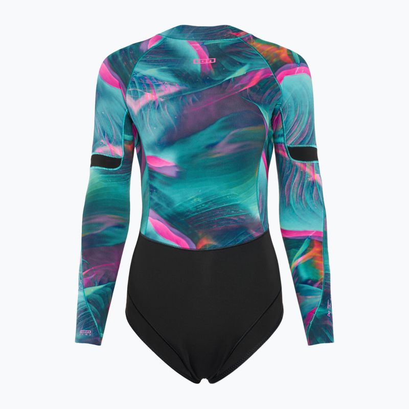 Spumă de înot pentru femei ION Amaze Hot Shorty 1.5 Front Zip tropical palm glitch