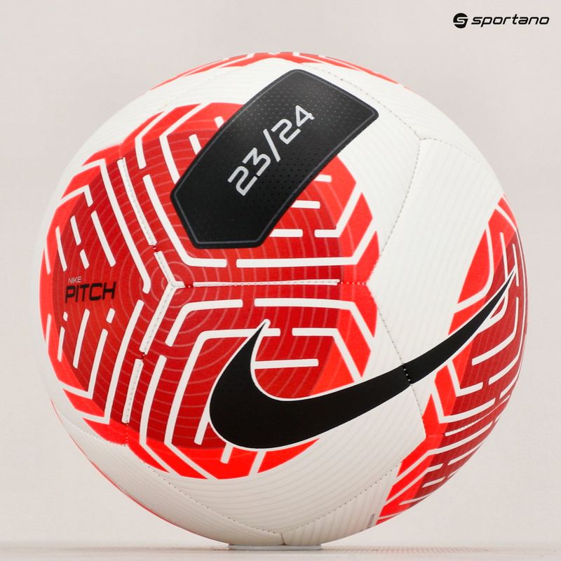 Minge de fotbal Nike Pitch white/black/bright crimson mărime 5 5