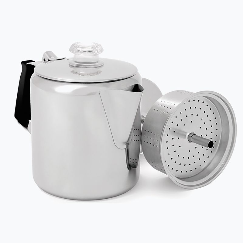 Aparat de cafea turistic GSI Outdoors Glacier Stainless 6 Cup Perc W/Silicone Handle polished