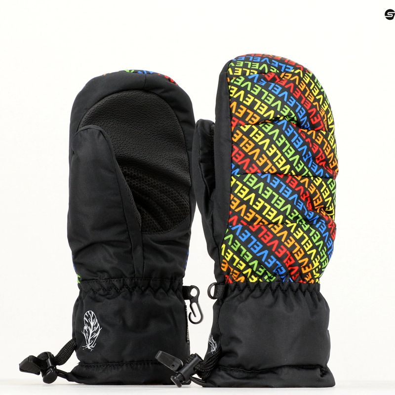 Mănuși de snowboard pentru copii Level Rainbow Down JR Mitt logos