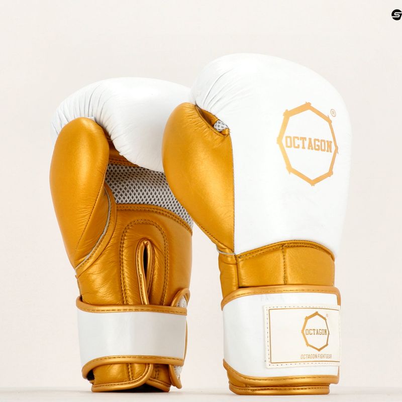 Mănuși de box Octagon Prince white/gold