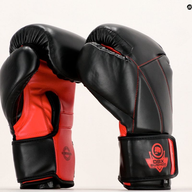 Mănuși de box DBX BUSHIDO "Hammer - Red" Muay Thai negre/roșii 20