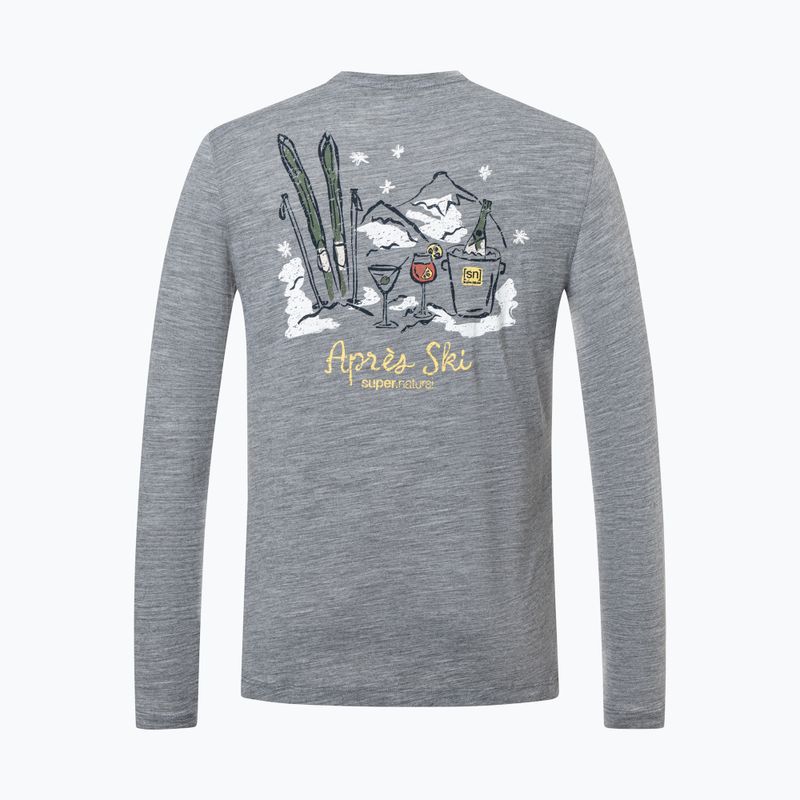 Longsleeve pentru bărbați super.natural Apres Ski cashmere grey melange/various 6