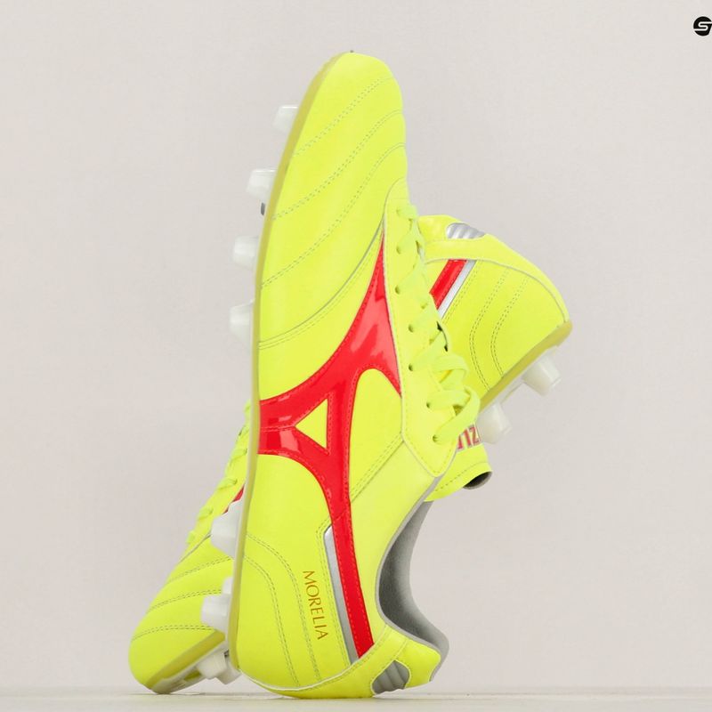 Încălțăminte de fotbal pentru bărbați Mizuno Morelia II Elite MD safety yellow/fiery coral 2/galaxy silver 10