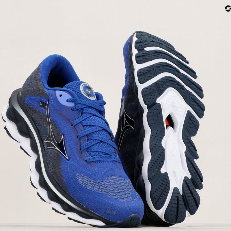 Încălțăminte de alergat pentru bărbați Mizuno Wave Sky 7 surf the web/silver/dress blues 9