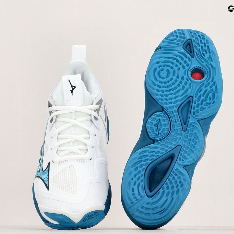 Încălțăminte de volei pentru bărbați Mizuno Wave Momentum 3 white/sailor blue/silver 10