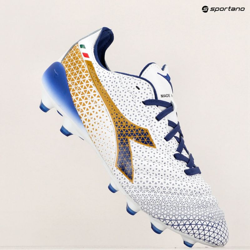 Ghete de fotbal Diadora Brasil Elite Tech GR ITA LPX pentru bărbați, alb/albastru/auriu 11