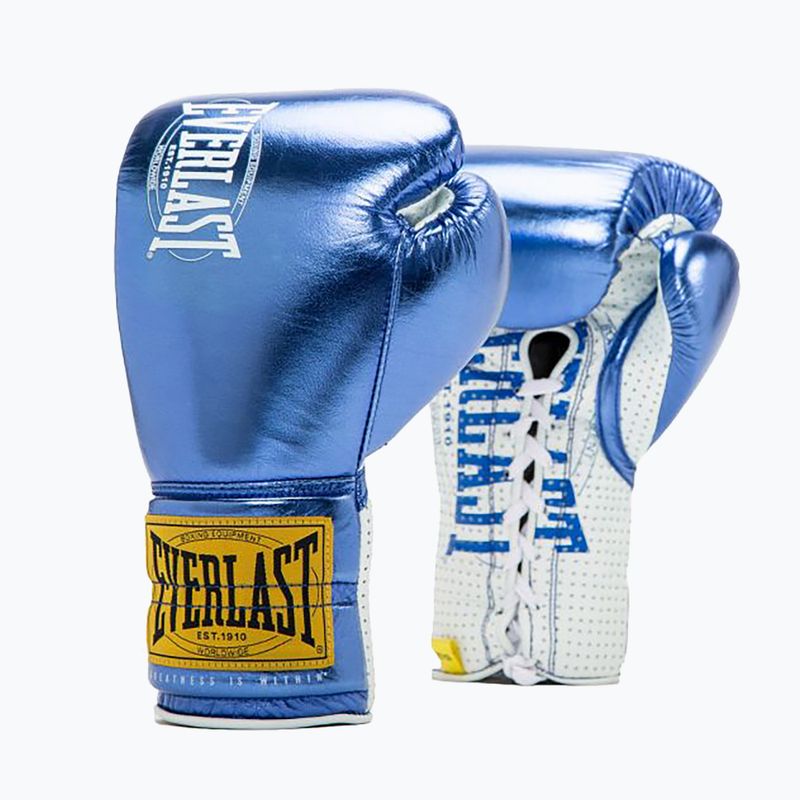 Mănuși de box  Everlast Fight Leather blue