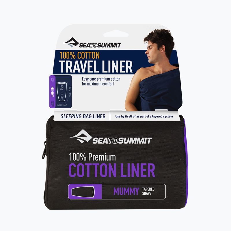Sea to Summit Premium Cotton Travel Liner - Mummy albastru marin AMUMMYOSNB