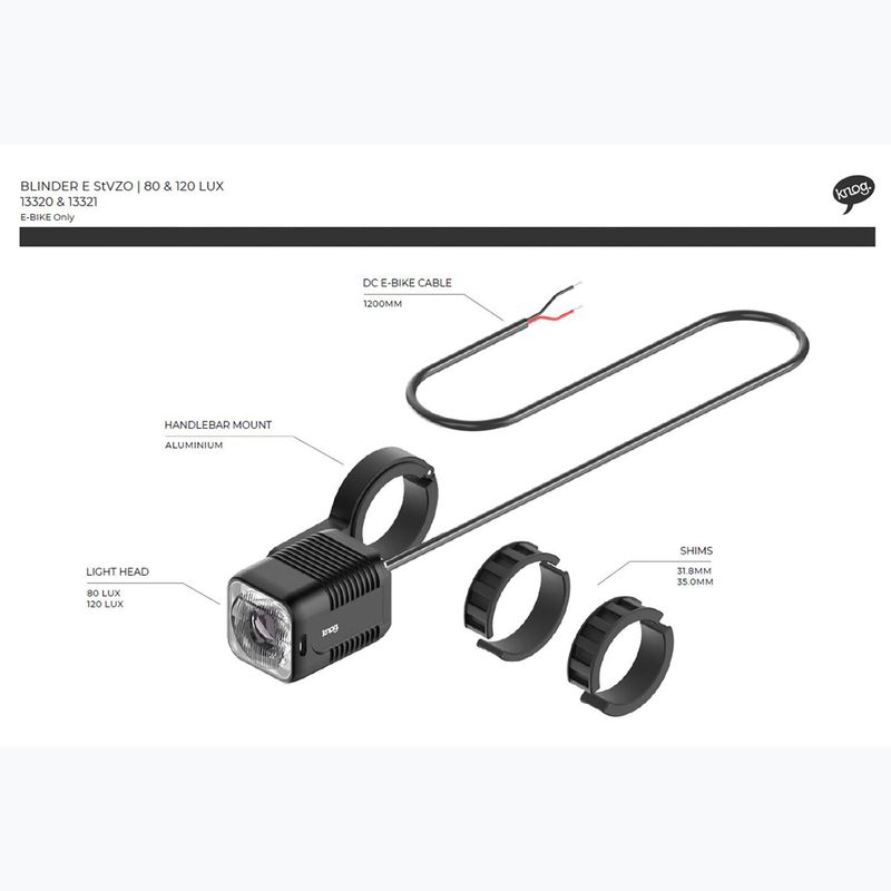 Lampă de bicicletă față Knog Blinder E 80 Lux StVZO negru 4