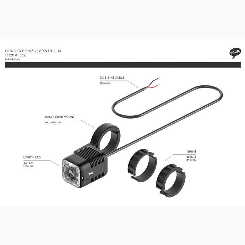 Lampă de bicicletă față Knog Blinder E 120 Lux StVZO negru 4