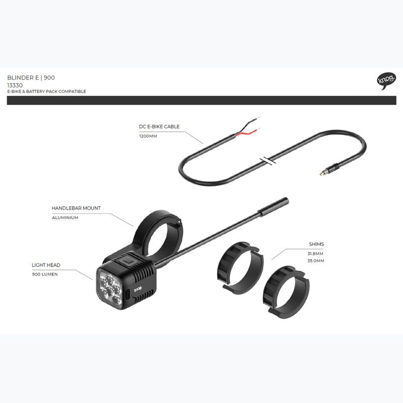Lampă de bicicletă față Knog Blinder E 900 negru 4