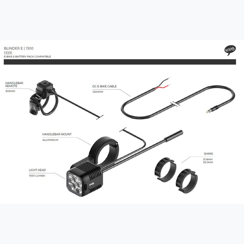 Lampă de bicicletă față Knog Blinder E 1300 negru 4
