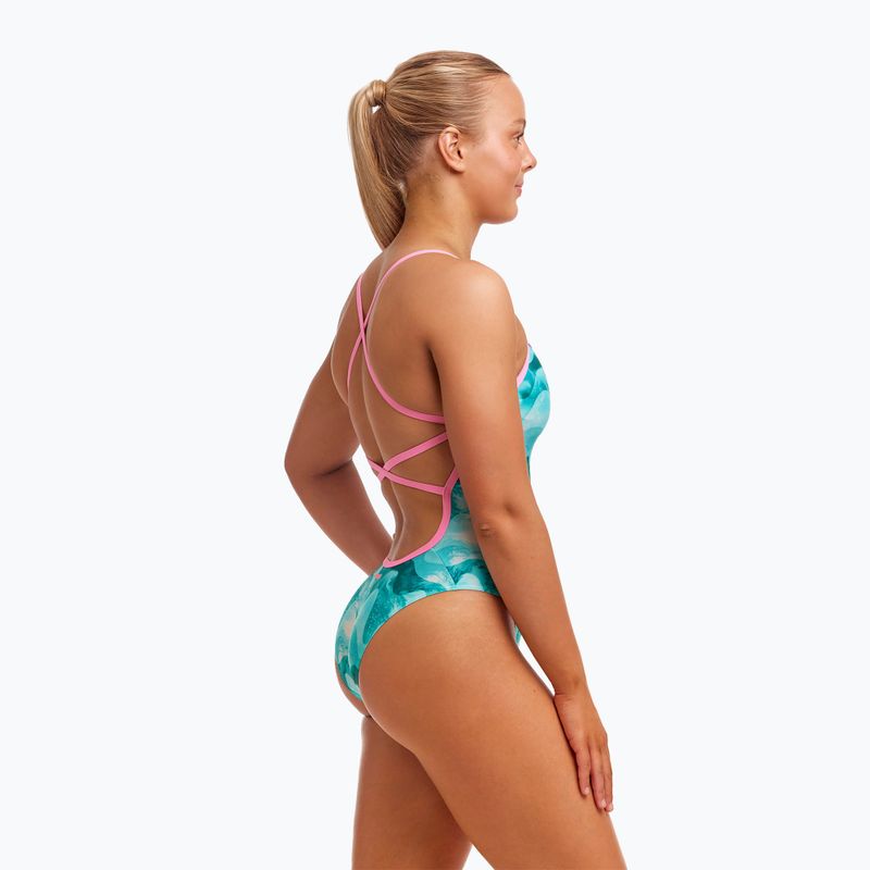 Funkita Strapped In One Piece costum de baie pentru femei costum de baie dintr-o singură bucată valuri de teal
