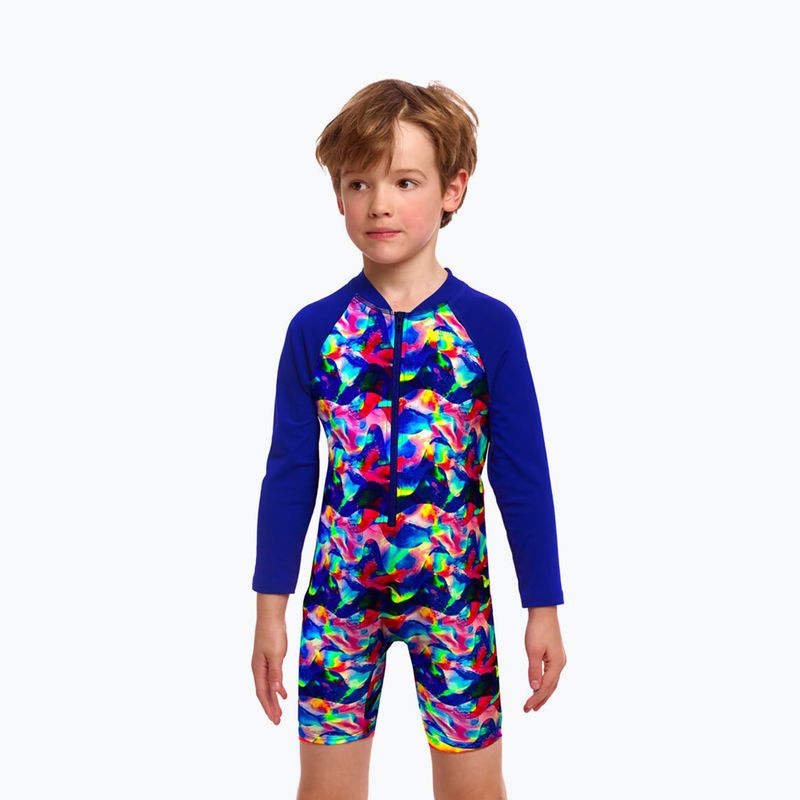 Combinezon UPF 50+ pentru copii Funky Trunks Go Jump Suit wet wave
