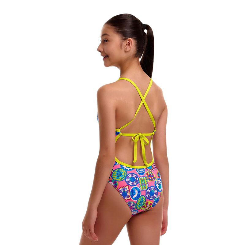 Costum de baie întreg pentru copii Funkita Tie Me Tight One Piece zesty besty 3