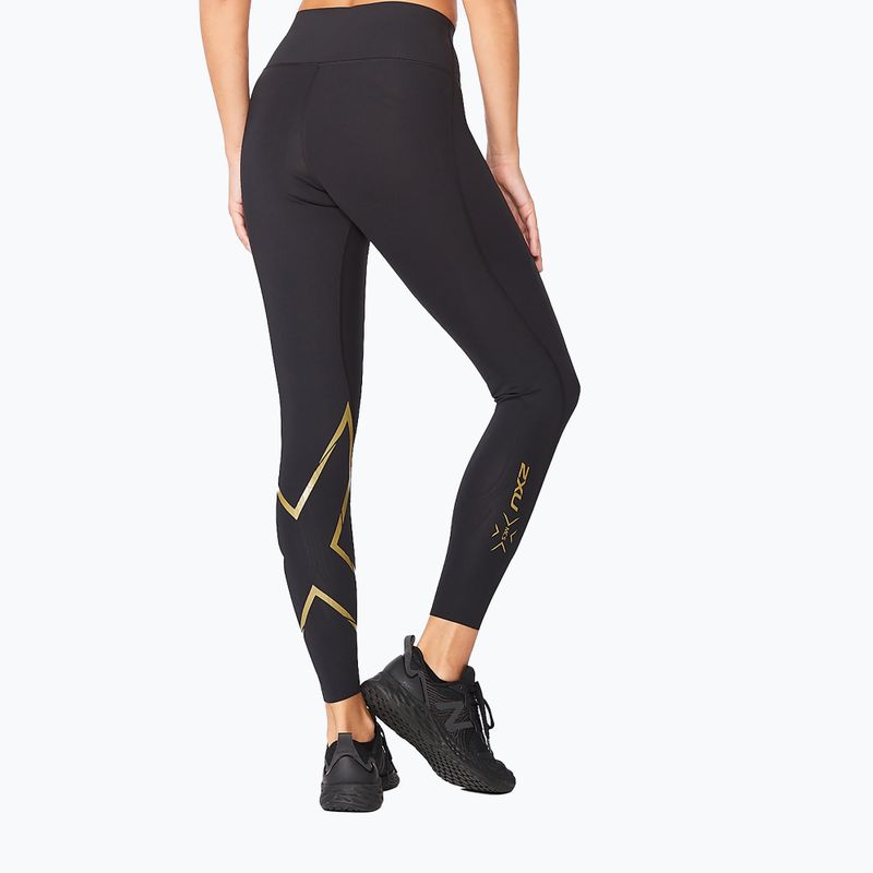 Jambiere de antrenament pentru femei 2XU Force Mid-Rise Compression negru și auriu WA5367B 4