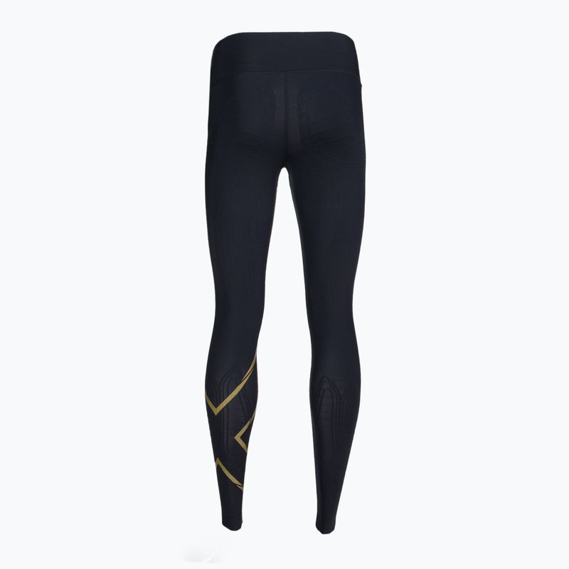 Jambiere de antrenament pentru femei 2XU Force Mid-Rise Compression negru și auriu WA5367B 7